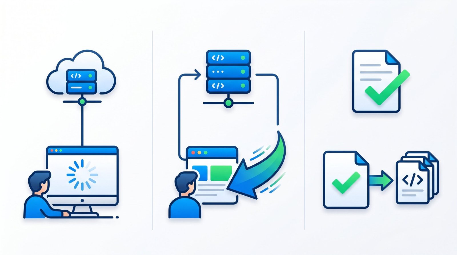 Diagram comparing CSR client-side rendering, SSR server-side rendering, and SSG static site generation for Vue.js SEO